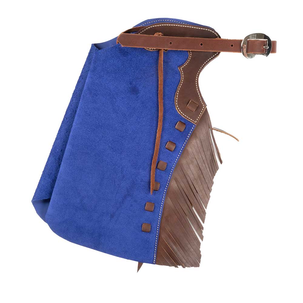 Royal Blue & Chocolate Roughout Kid's Chaps Tack - Chaps & Chinks MILLER RANCH   