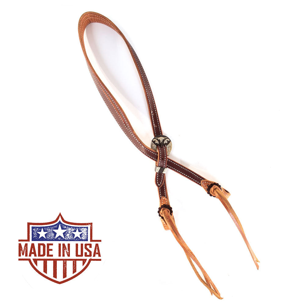 Patrick Smith Two Tone Split Ear Headstall With Steer Buckles Tack - Headstalls - One Ear Patrick Smith   