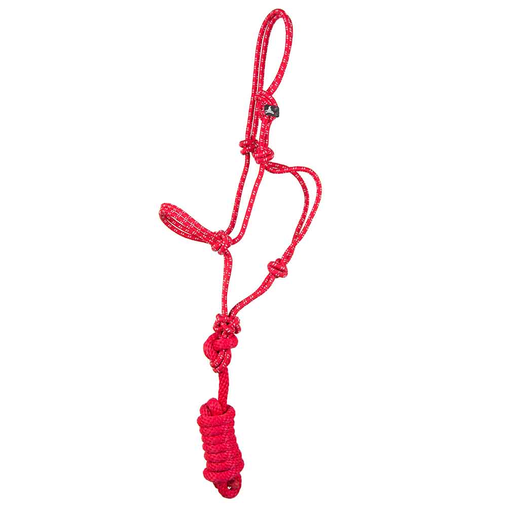 Mustang  Foal and Yearling Rope Halter with Lead Tack - Halters & Leads - Halters Mustang Foal/Mini Red 
