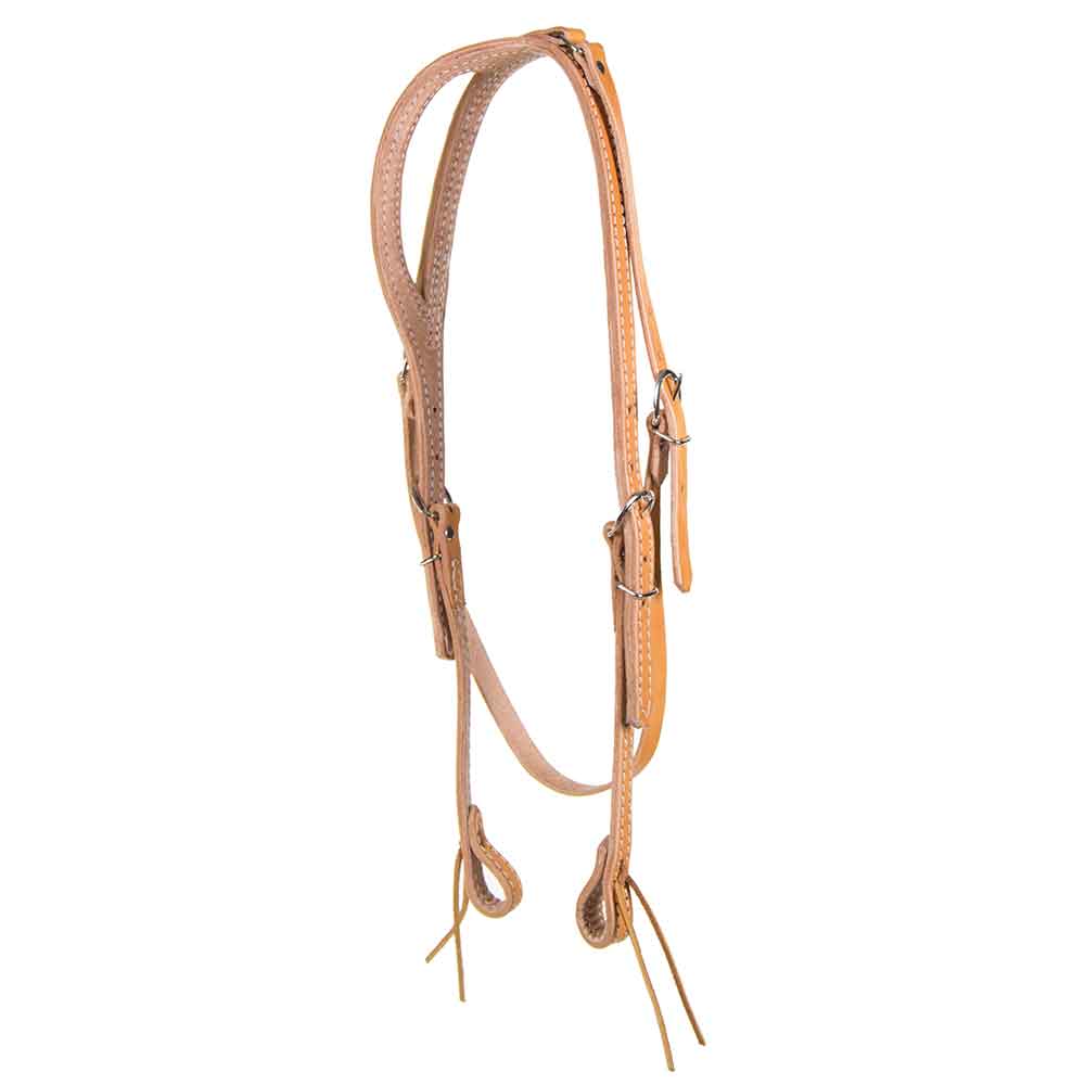 One Ear Headstall with Throat Latch Tack - Headstalls - One Ear Teskey's Natural  