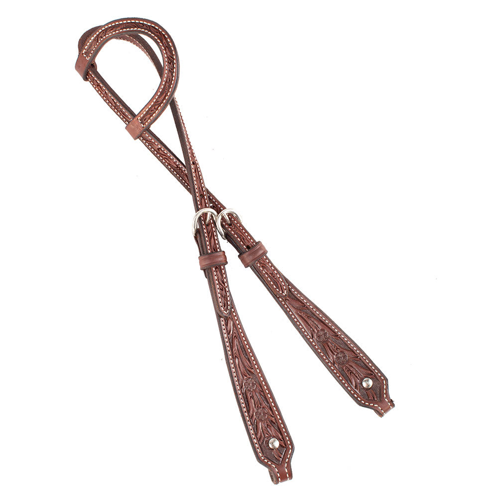 Teskey's Floral Tooled One Ear Headstall Tack - Headstalls - One Ear Teskey's Heavy Oil  