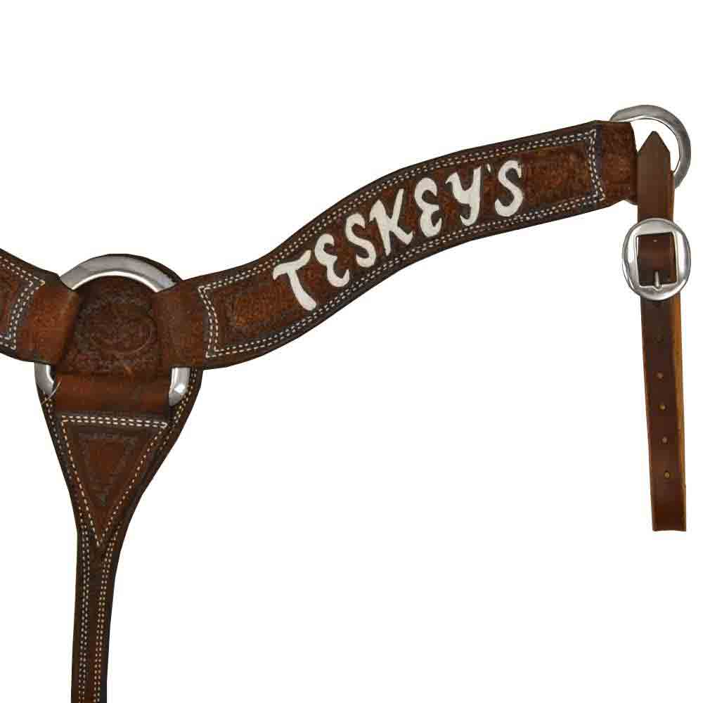 Teskey's Painted Logo Roughout Breastcollar Tack - Breast Collars Teskey's   