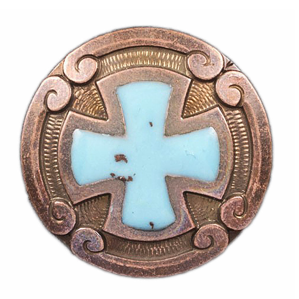 Copper Plated Antique with Turquoise Concho Tack - Conchos & Hardware - Conchos Teskey's Chicago Screw 1" 