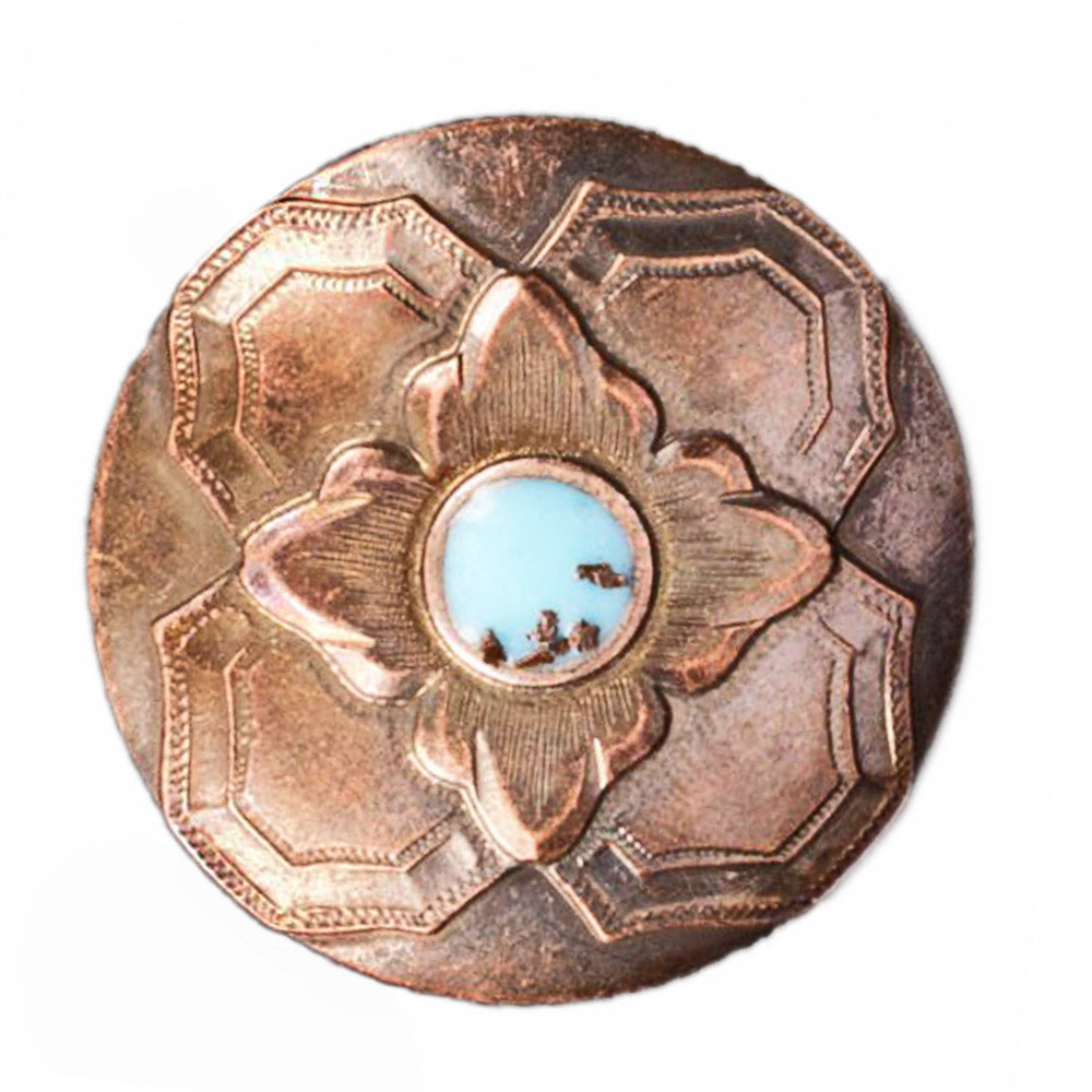 Copper Concho with Turquoise Dot Tack - Conchos & Hardware - Conchos Teskey's Chicago Screw 1" 